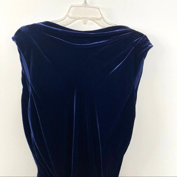 BCBGMaxAzria NWT Wms Medium Blue Velvet Cowl Back Cocktail Party Social Dress - Picture 6 of 16